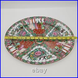 Famille Rose Medallion Meal Platter Birds Flowers People Peony Porcelain Oval