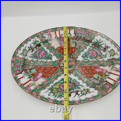 Famille Rose Medallion Meal Platter Birds Flowers People Peony Porcelain Oval