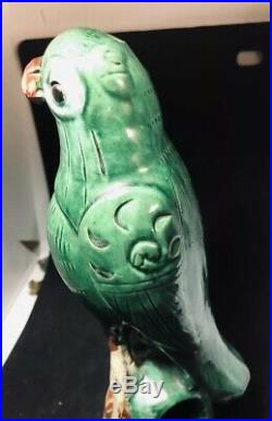 Fantastic Old Chinese Tang Sancai Pottery Porcelain Parrot Bird Figure 8.5 Inchs