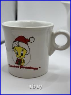 Fiesta Tweety Bird and Sylvester Seasons Greetings Christmas Tea Pot & Mugs