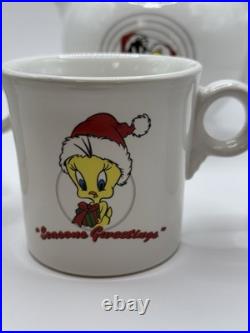 Fiesta Tweety Bird and Sylvester Seasons Greetings Christmas Tea Pot & Mugs