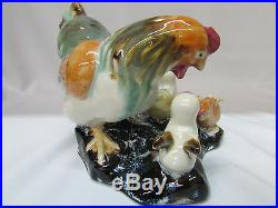 Figurine Country Rooster Hen Chicken Birds Chiclets Statue Porcelain Signed Rare