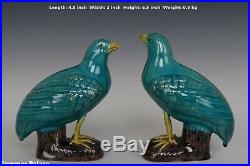 Fine Beautiful Chinese Pair Famille Rose Porcelain Quail Statues