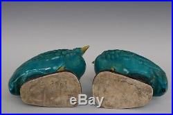 Fine Beautiful Chinese Pair Famille Rose Porcelain Quail Statues