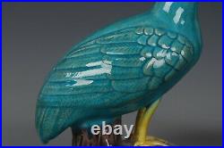 Fine Beautiful Pair Chinese Green Glaze Porcelain Bird Statue