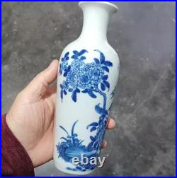 Fine Chinese Collectable Art Hand Blue White Porcelain Bird Vase