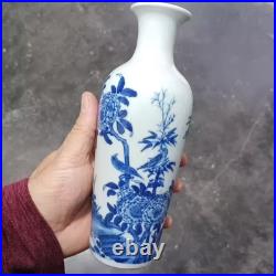 Fine Chinese Collectable Art Hand Blue White Porcelain Bird Vase