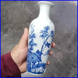 Fine Chinese Collectable Art Hand Blue White Porcelain Bird Vase