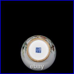 Fine Collectable Art Hand Painting Famille Rose Porcelain Bird Calabash Vase
