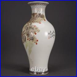 Fine Collectable Art Hand Painting Famille Rose Porcelain Bird Vase