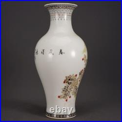 Fine Collectable Art Hand Painting Famille Rose Porcelain Bird Vase