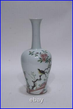 Fine Collectable Art Handmade Famille Rose Porcelain Bird Vase