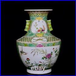 Fine Collectable Art Handmade Famille Rose Porcelain Bird Vase