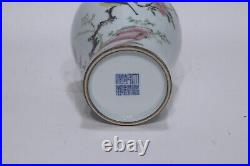 Fine Collectable Art Handmade Famille Rose Porcelain Bird Vase