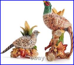 Fitz and Floyd Fall Harvest Pheasant Ceramic Figurine Candleholders, Set of 2, 1