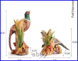 Fitz and Floyd Fall Harvest Pheasant Ceramic Figurine Candleholders, Set of 2, 1