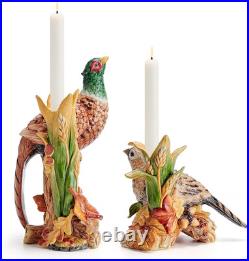 Fitz and Floyd Fall Harvest Pheasant Ceramic Figurine Candleholders, Set of 2, 1