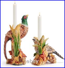 Fitz and Floyd Fall Harvest Pheasant Ceramic Figurine Candleholders, Set of 2, 1