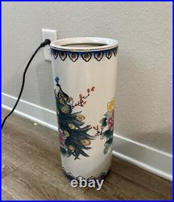 Flower Vase Porcelain Hand-Painted Birds Flowers 18 Tall Living Room Home Decor