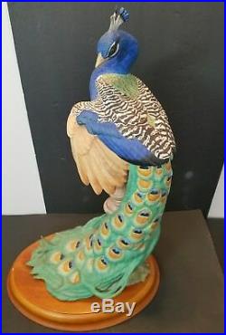 Franklin Mint Royal Society Protection of Birds Peacock Figure Porcelain Statue