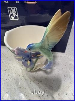 Franz Collection Hummingbird & Blue Iris Porcelain Cup & Saucer Set FZ00129
