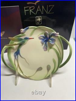 Franz Long Tail Hummingbird Iris Tray Porcelain Retired FZ00430