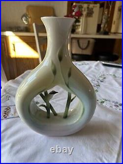 Franz Porcelain Bamboo Song Bird Sculpted 10 High Vase