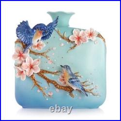 Franz Porcelain Blue Bird And Cherry Blossom Vase $975 Brand New In Box 14 Huge