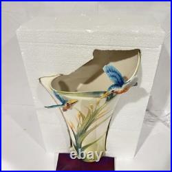 Franz Porcelain Kingfisher Vase Iridescence Collection FZ01190 NIB