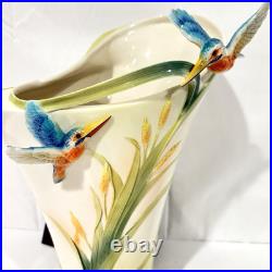 Franz Porcelain Kingfisher Vase Iridescence Collection FZ01190 NIB