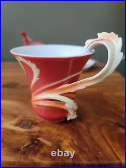 Franz Porcelain Red Phoenician Phoenix Bird Teacup & Saucer