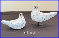 Gerald Olivier Set of 2 Birds Ceramic & Metal Media Signed Rare Collectable