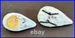 Gerald Olivier Set of 2 Birds Ceramic & Metal Media Signed Rare Collectable