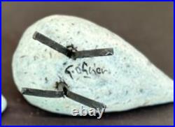 Gerald Olivier Set of 2 Birds Ceramic & Metal Media Signed Rare Collectable