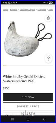 Gerald Olivier Set of 2 Birds Ceramic & Metal Media Signed Rare Collectable