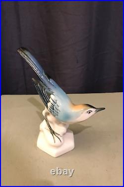 German Porcelain Bird Statuette By Volkstedt With Crown Stamp