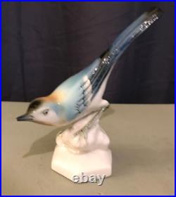 German Porcelain Bird Statuette By Volkstedt With Crown Stamp