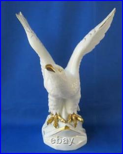 Gerold Porcelain Bavaria Eagle Statue Germany White with Gold Impressive Large