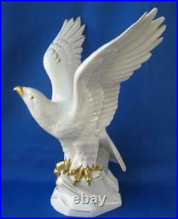 Gerold Porcelain Bavaria Eagle Statue Germany White with Gold Impressive Large