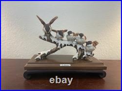Giuseppe Armani Italy Porcelain 5 Birds Sparrows On Snow Branch Figurine Signed