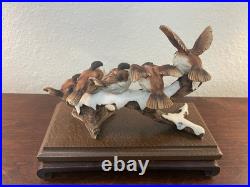 Giuseppe Armani Italy Porcelain 5 Birds Sparrows On Snow Branch Figurine Signed