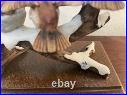 Giuseppe Armani Italy Porcelain 5 Birds Sparrows On Snow Branch Figurine Signed