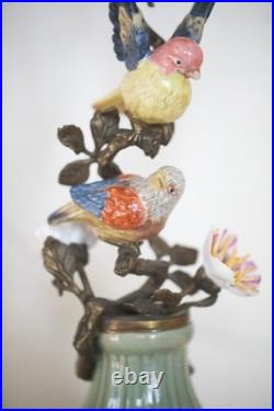 Gorgeous Mark Roberts Porcelain and Bronze bird and flower candle holder