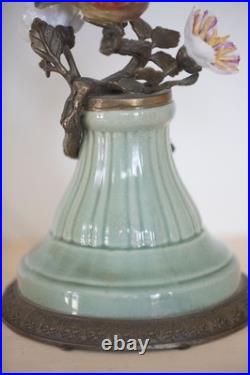 Gorgeous Mark Roberts Porcelain and Bronze bird and flower candle holder
