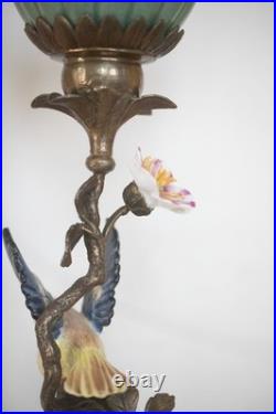 Gorgeous Mark Roberts Porcelain and Bronze bird and flower candle holder