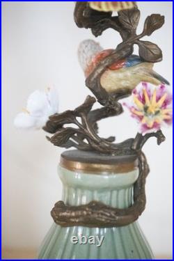 Gorgeous Mark Roberts Porcelain and Bronze bird and flower candle holder