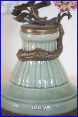 Gorgeous Mark Roberts Porcelain and Bronze bird and flower candle holder