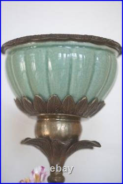 Gorgeous Mark Roberts Porcelain and Bronze bird and flower candle holder