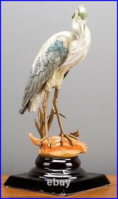 Great Blue Heron Bird Porcelain Bronze Figurine Statue Wading Bird Crane 20'H