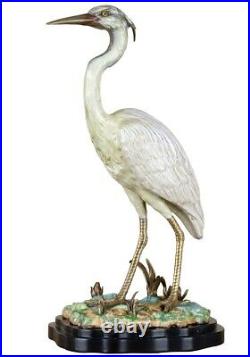 Great Egret Bird Porcelain Bronze Ormolu Figurine Statue Elegant Bird Ibis 16'H